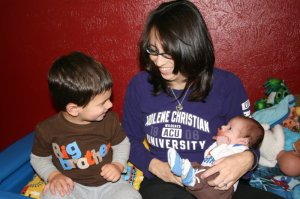 Bryce meeting baby Jayden
